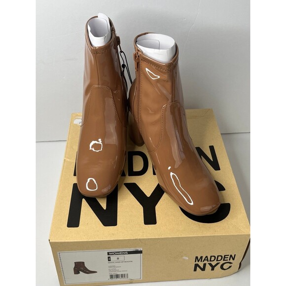 NIB Women's Madden NYC Side Zip Heeled Bootie Shoes-Caramel Size 8 #332 - Picture 2 of 12